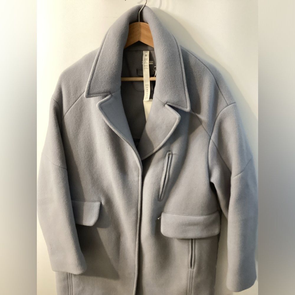 Lululemon Wool Long Wrap Coat Light Gray Oversized Jacket Size 4 NWT - Picture 6 of 16